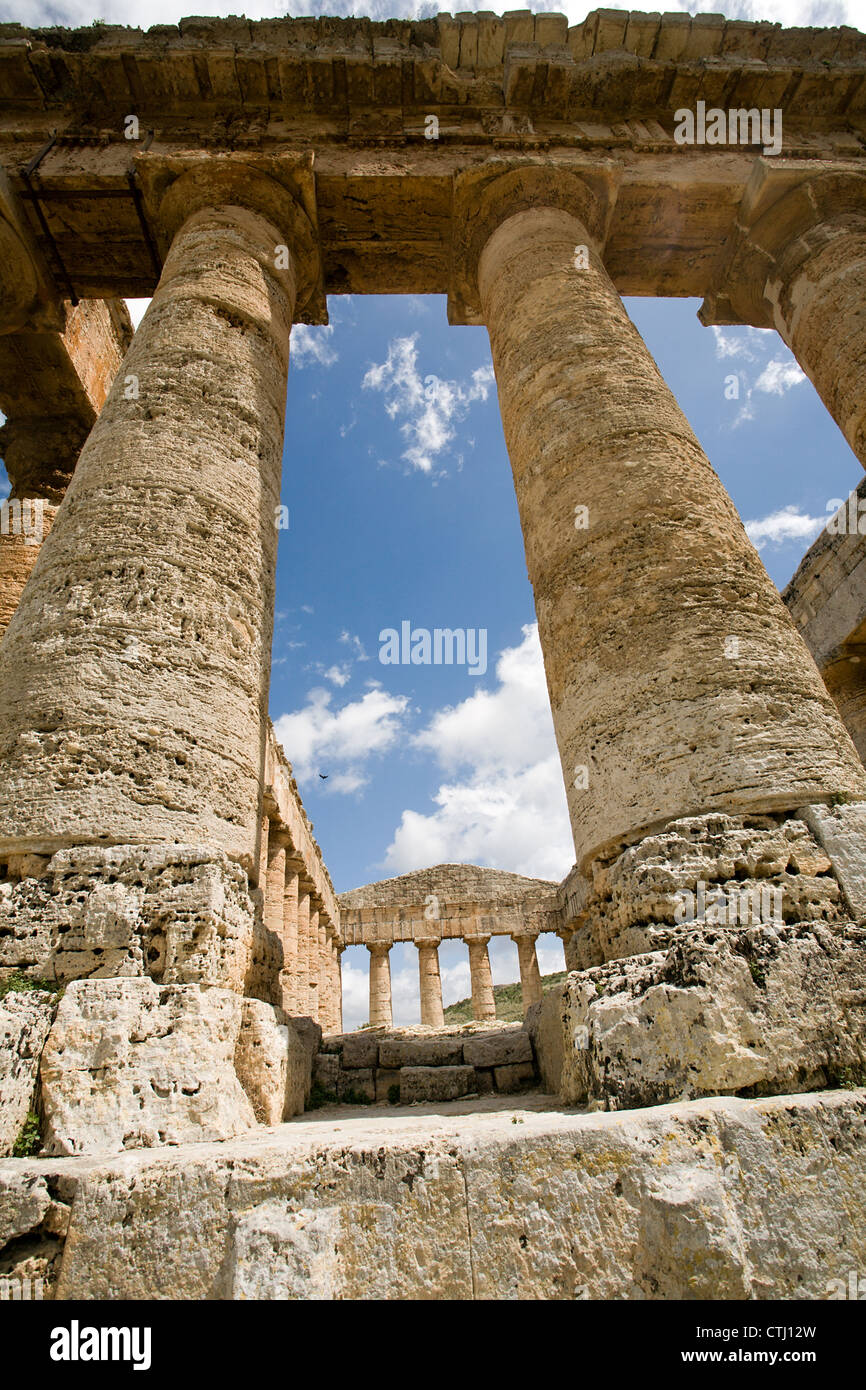 ancient Greek temple of Venus in Segesta village, Sicily, Italy Stock Photo