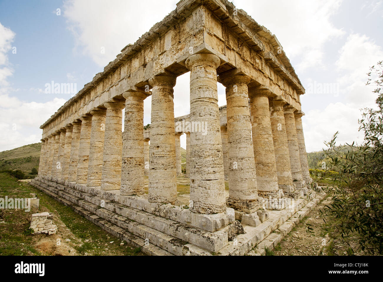 ancient Greek temple of Venus in Segesta village, Sicily, Italy Stock Photo