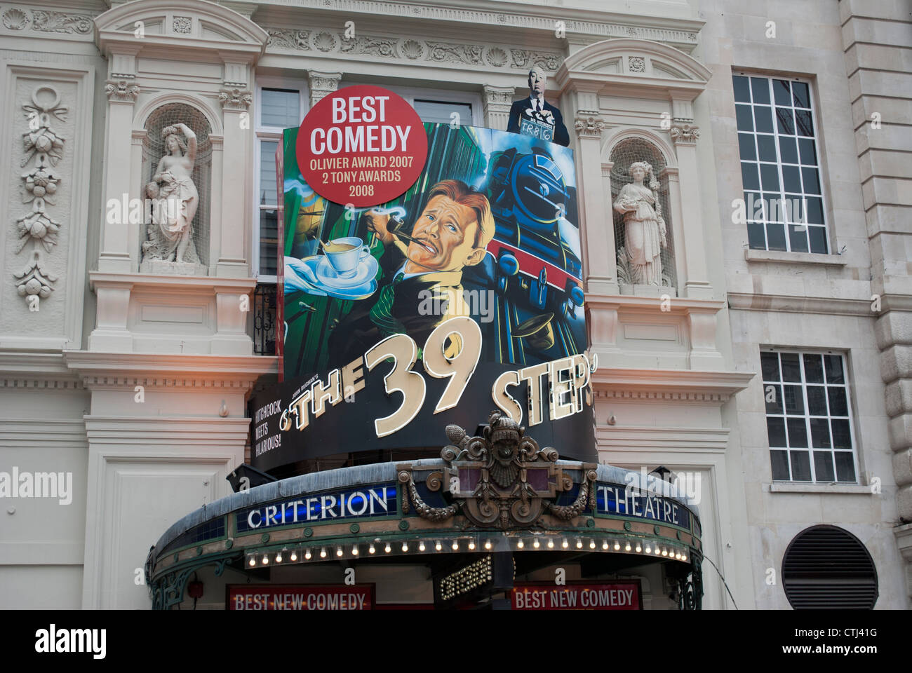 The Criterion Theatre London Hoarding Advertising The 39 Steps Stock 