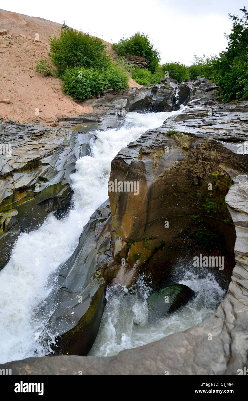 Ukak river erodes into bed rocks. Katmai National Park and Preserve ...