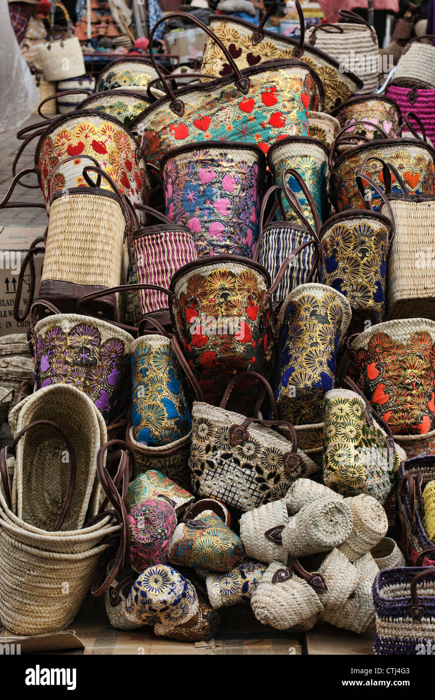 a basket souk market in the ancient medina in Marrakech, Morocco Stock Photo