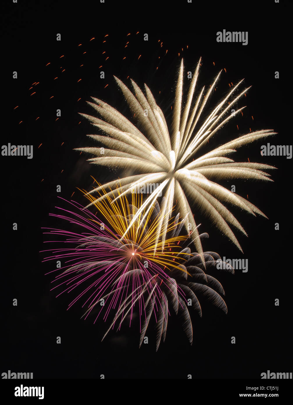 Colorful New Year's fireworks display Stock Photo