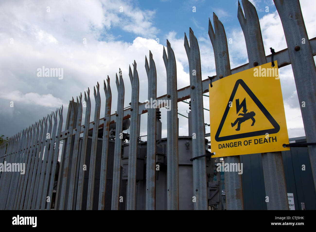 Electrical substation “danger of death” sign danger Stock Photo