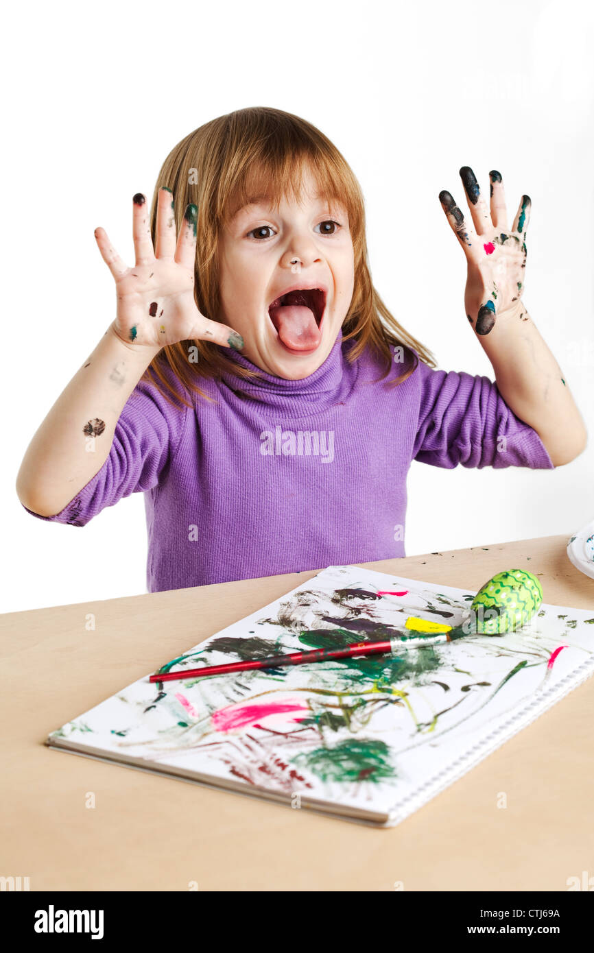 child painting Stock Photo