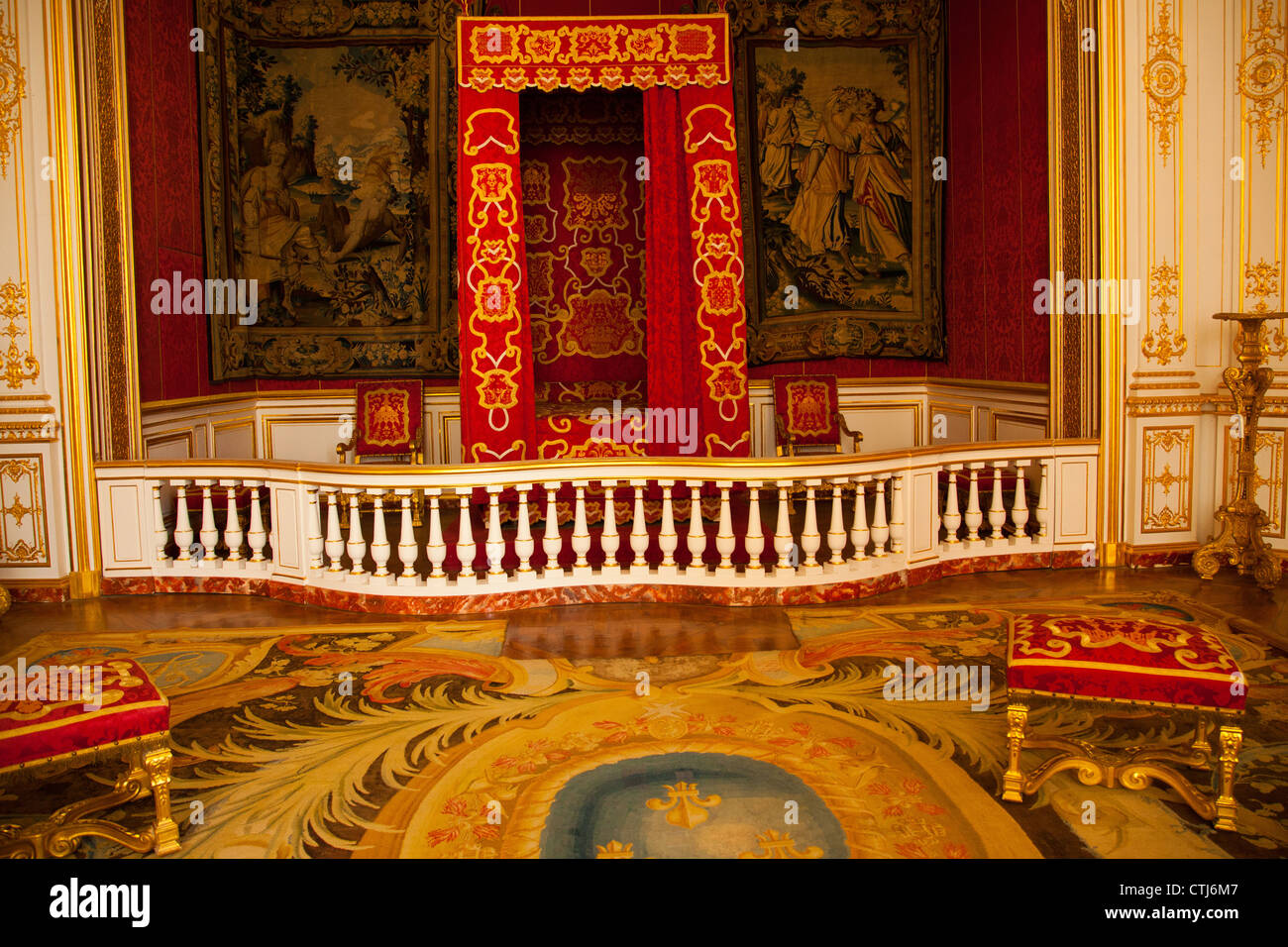 The bedroom of Louis XIV in Chateau de Chambord in the Loire Valley of France. Stock Photo