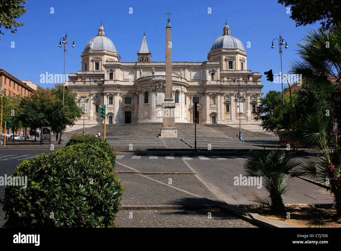 Basilica of Saint Mary Major with blue sky, Rome, Italy Stock Photo