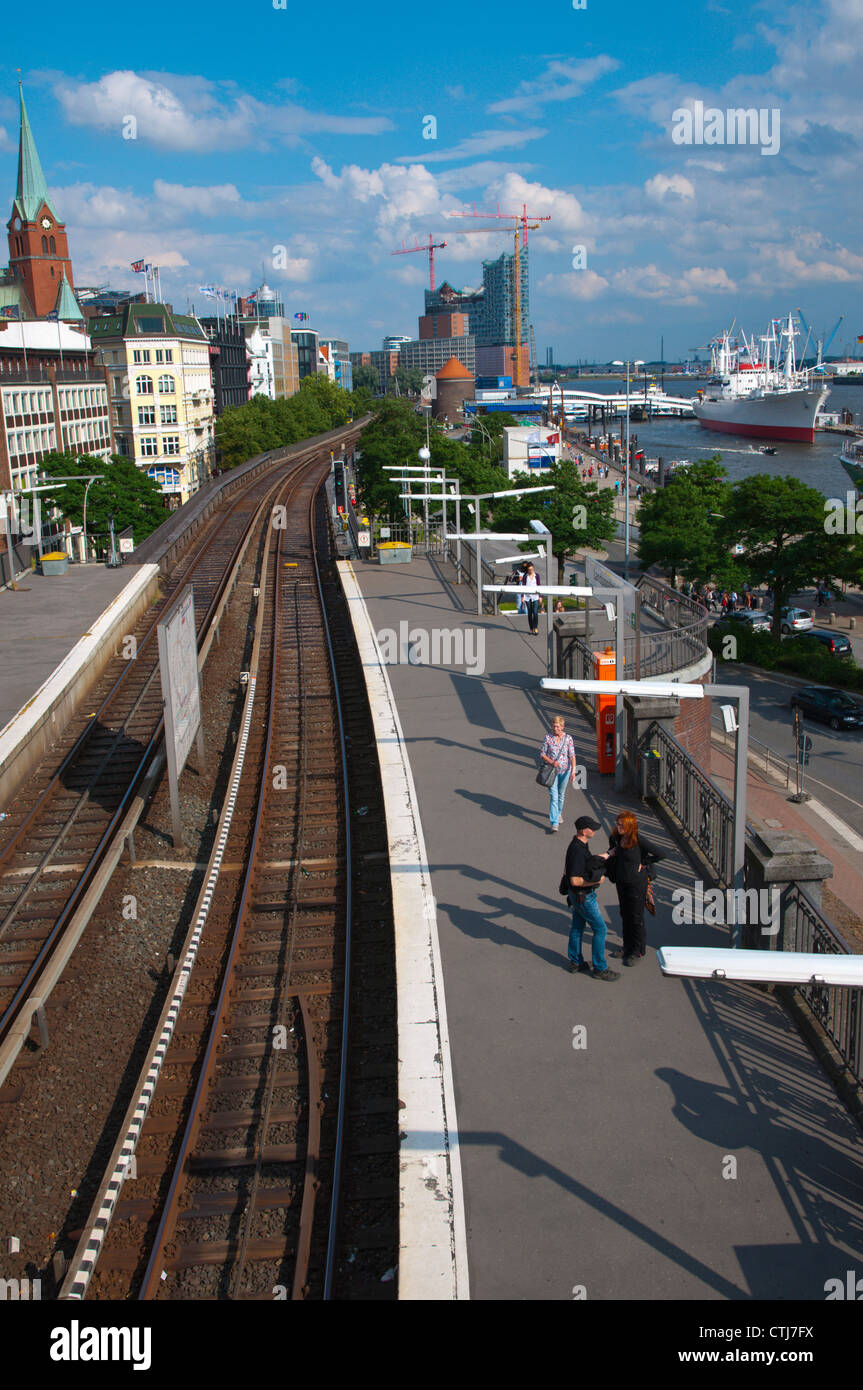 S- and Ubahn tracks at Landungsbrücken area Sankt Pauli district Hamburg Germany Europe Stock Photo