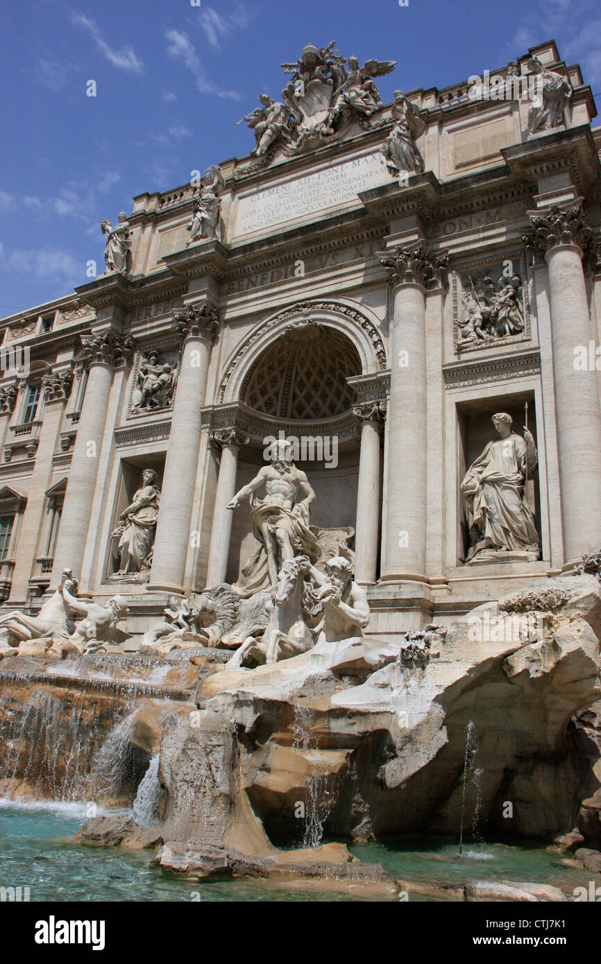 Trevi Fountain with blue sky, Rome, Italy Stock Photo - Alamy