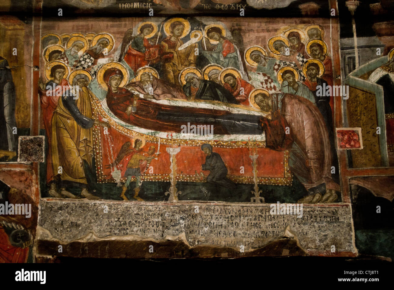 Assumption - detail of murals in Church of Nativity of Christ (16-17 century) in Arbanasy, Bulgaria Stock Photo