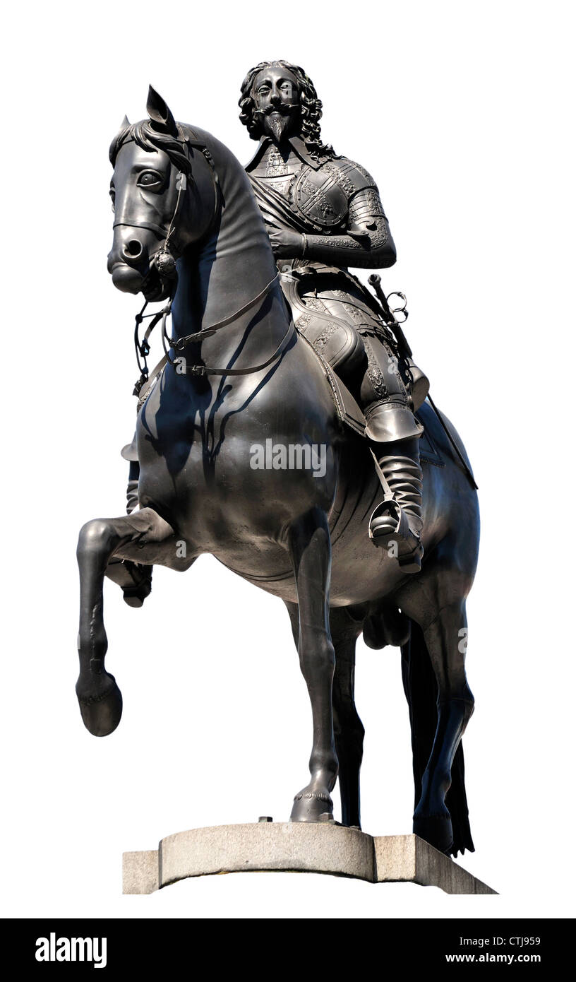 London, England, UK. Statue: Charles I (1633 - Hubert le Sueur) in Trafalgar Square Stock Photo