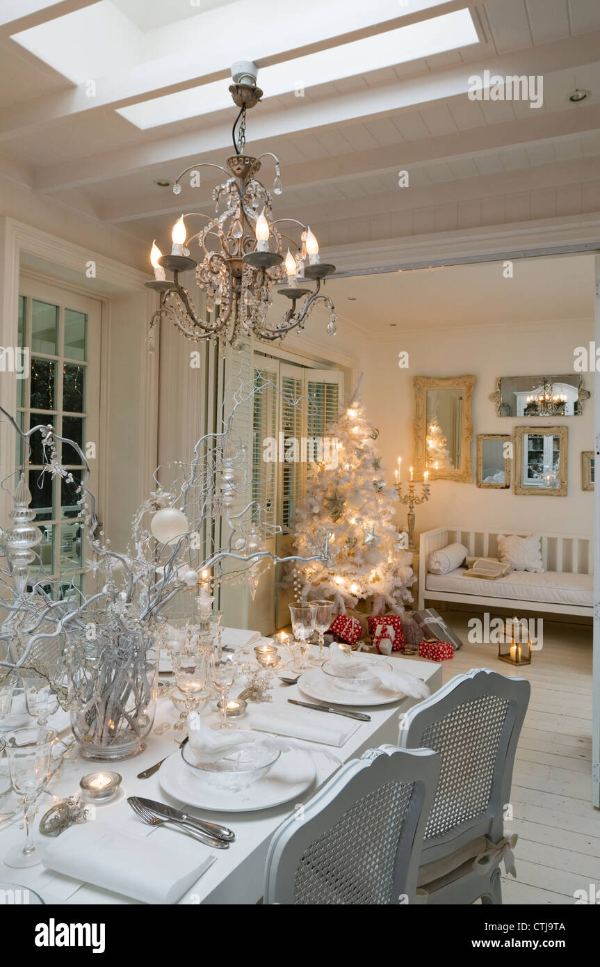 Dining room with skylight Stock Photo - Alamy