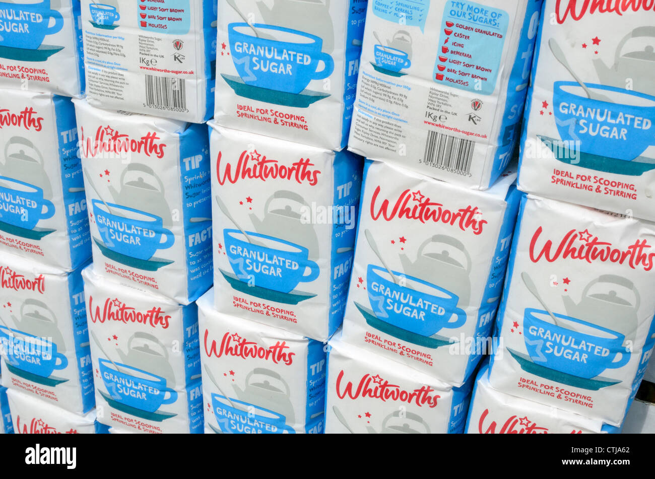 Packets of Whitworths granulated sugar Stock Photo