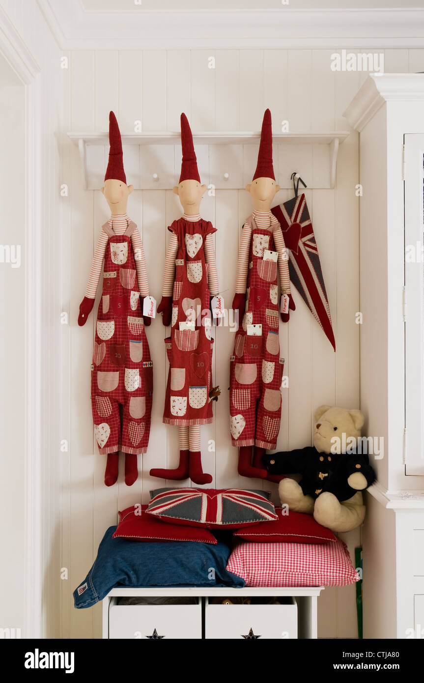 Child's room with hanging toy storage idea Stock Photo