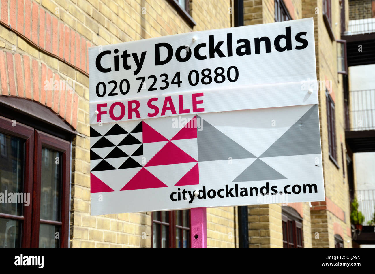 City Docklands ' For Sale ' sign, London, UK Stock Photo Alamy