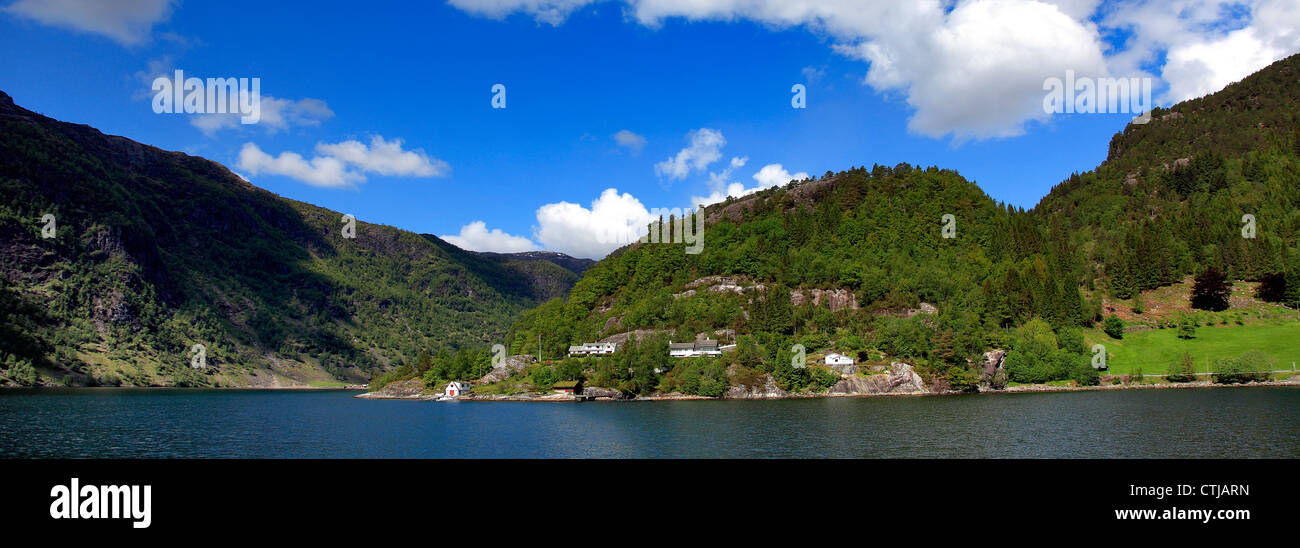 A view along Osterfjord from a boat trip out of Bergen City Stock ...