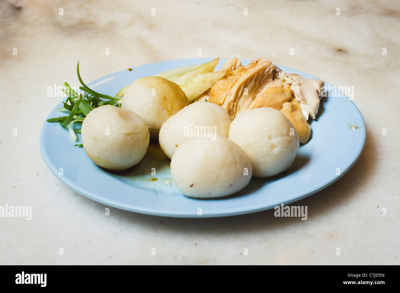 chicken rice balls, a popular dish found in Malacca of Malaysia. Stock Photo