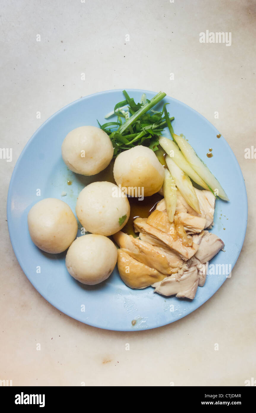 chicken rice balls, a popular dish found in Malacca of Malaysia. Stock Photo
