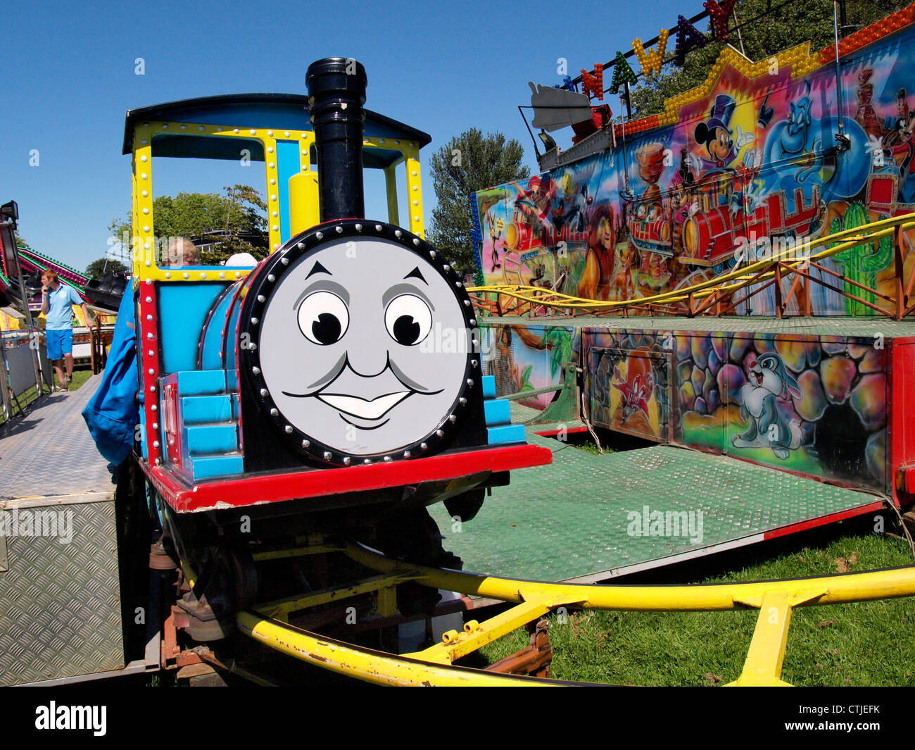 Thomas the Tank Engine ride at a fairground, UK Stock Photo