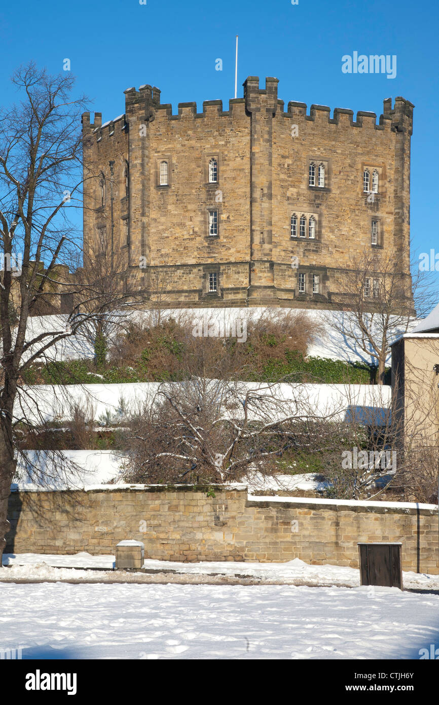 Durham Castle in winter Stock Photo