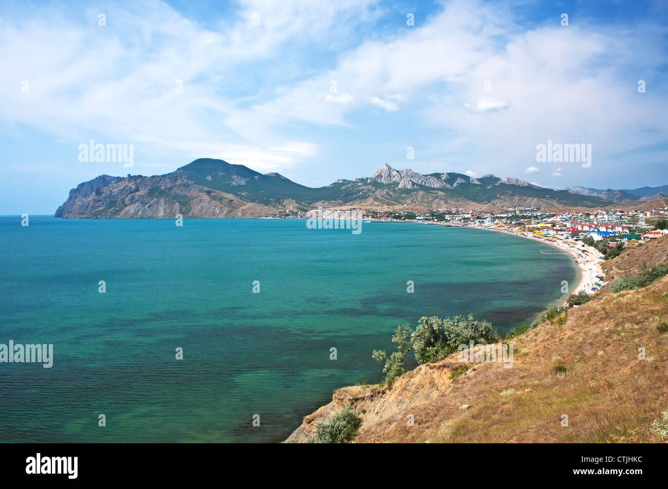 Summer landscape with mountains and sea. Koktebel, Crimea, Ukraine Stock Photo