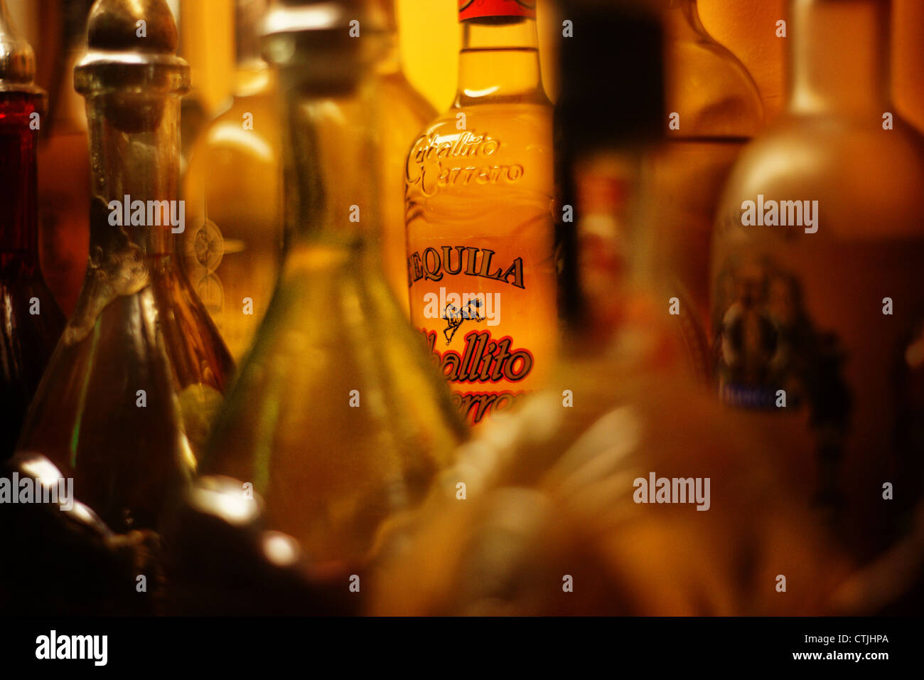 display of tequila bottles Stock Photo Alamy