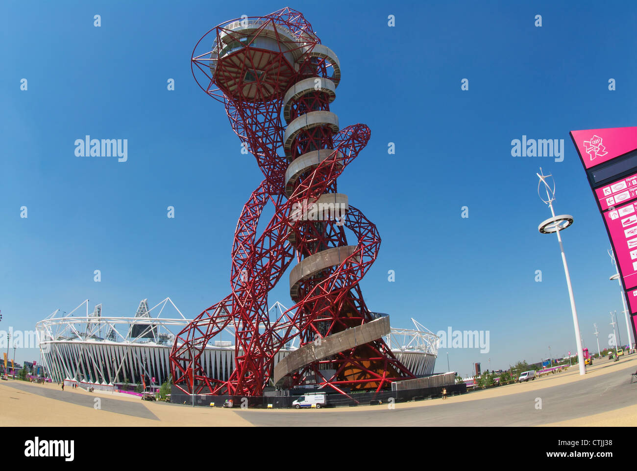 Olympic Orbit and stadium Stock Photo