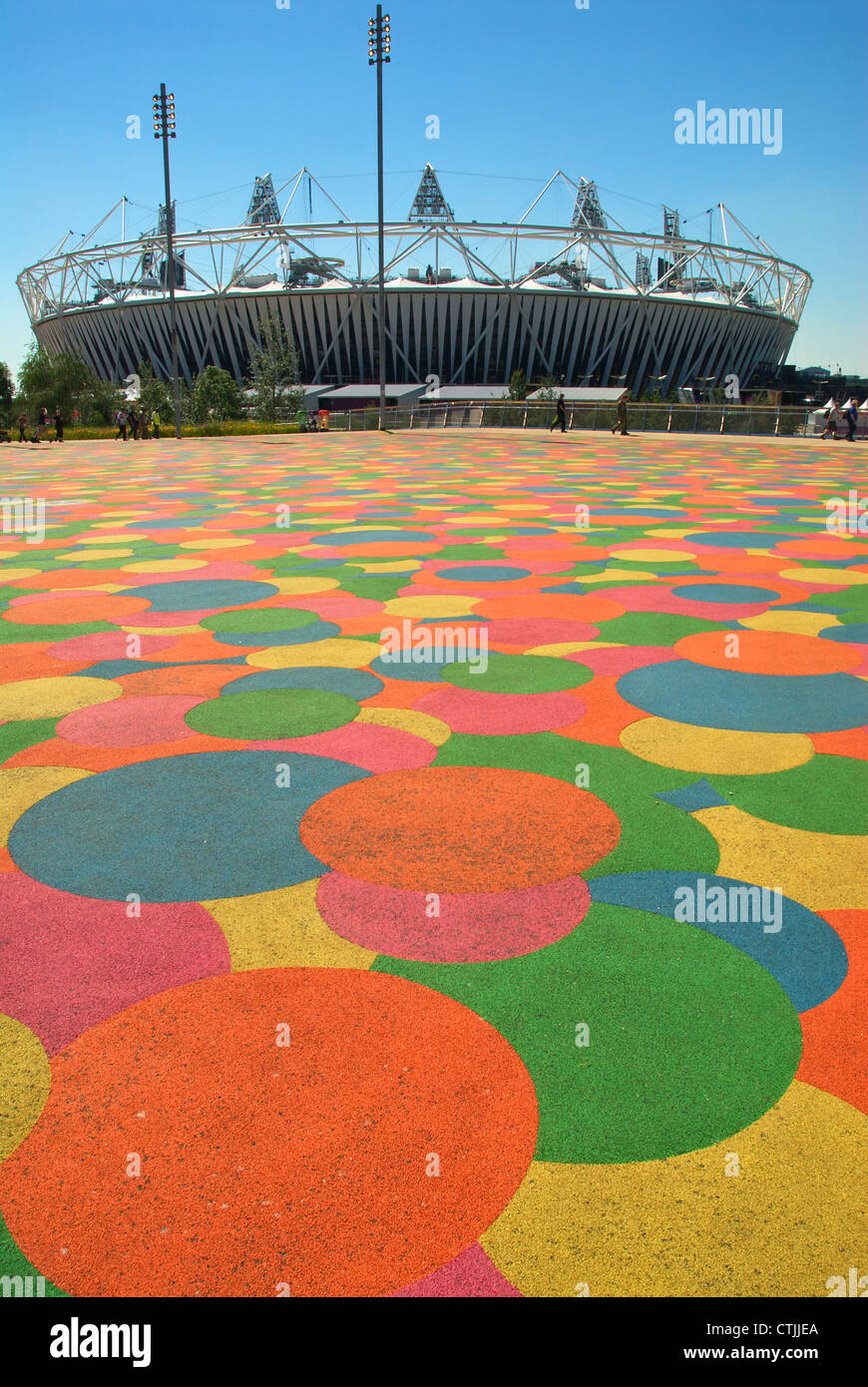 Olympic stadium and colour paving Stock Photo Alamy