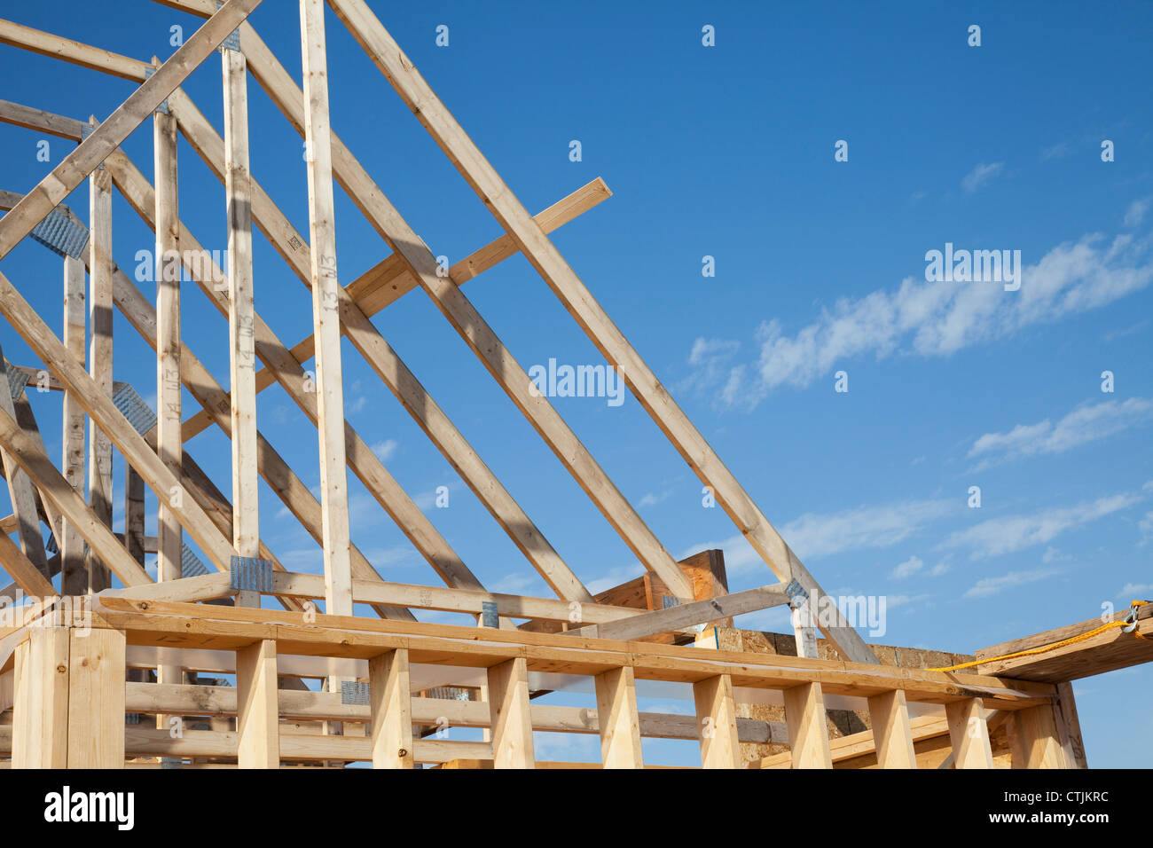 Truss On Second Storey Of New Home Construction During Framing Stage