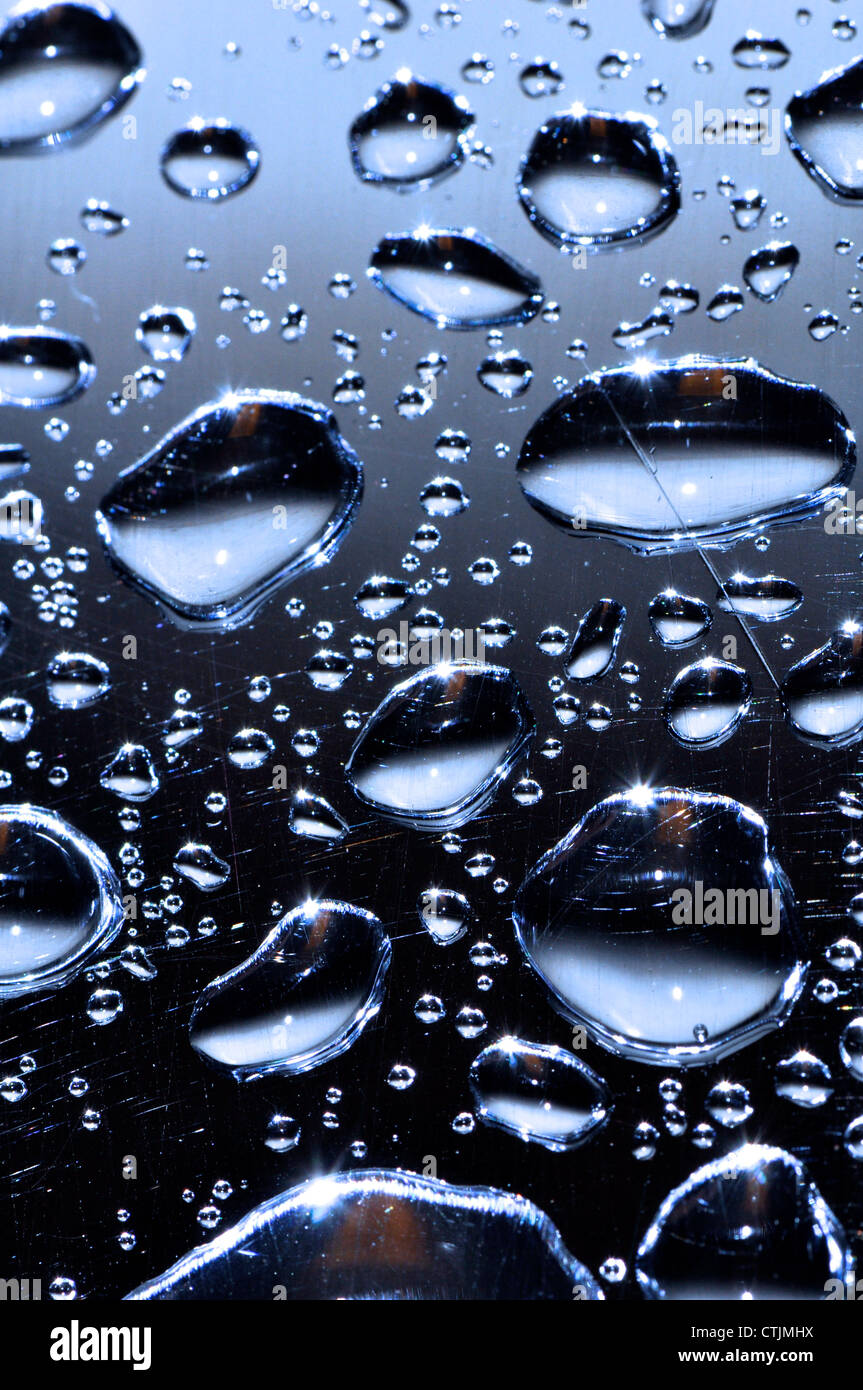 cold droplets on the surface of stainless steel Stock Photo