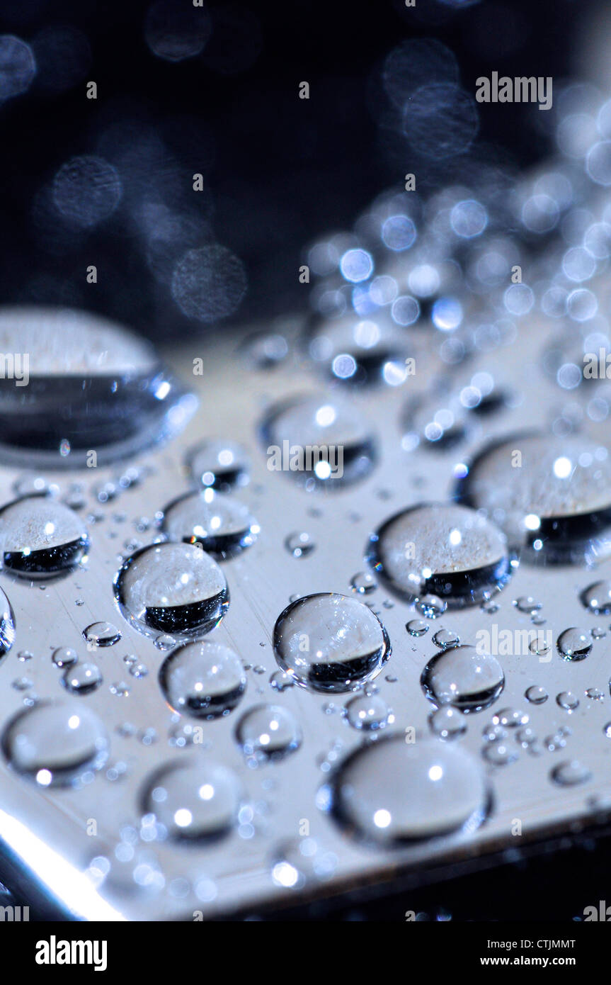 cold droplets on the surface of stainless steel Stock Photo