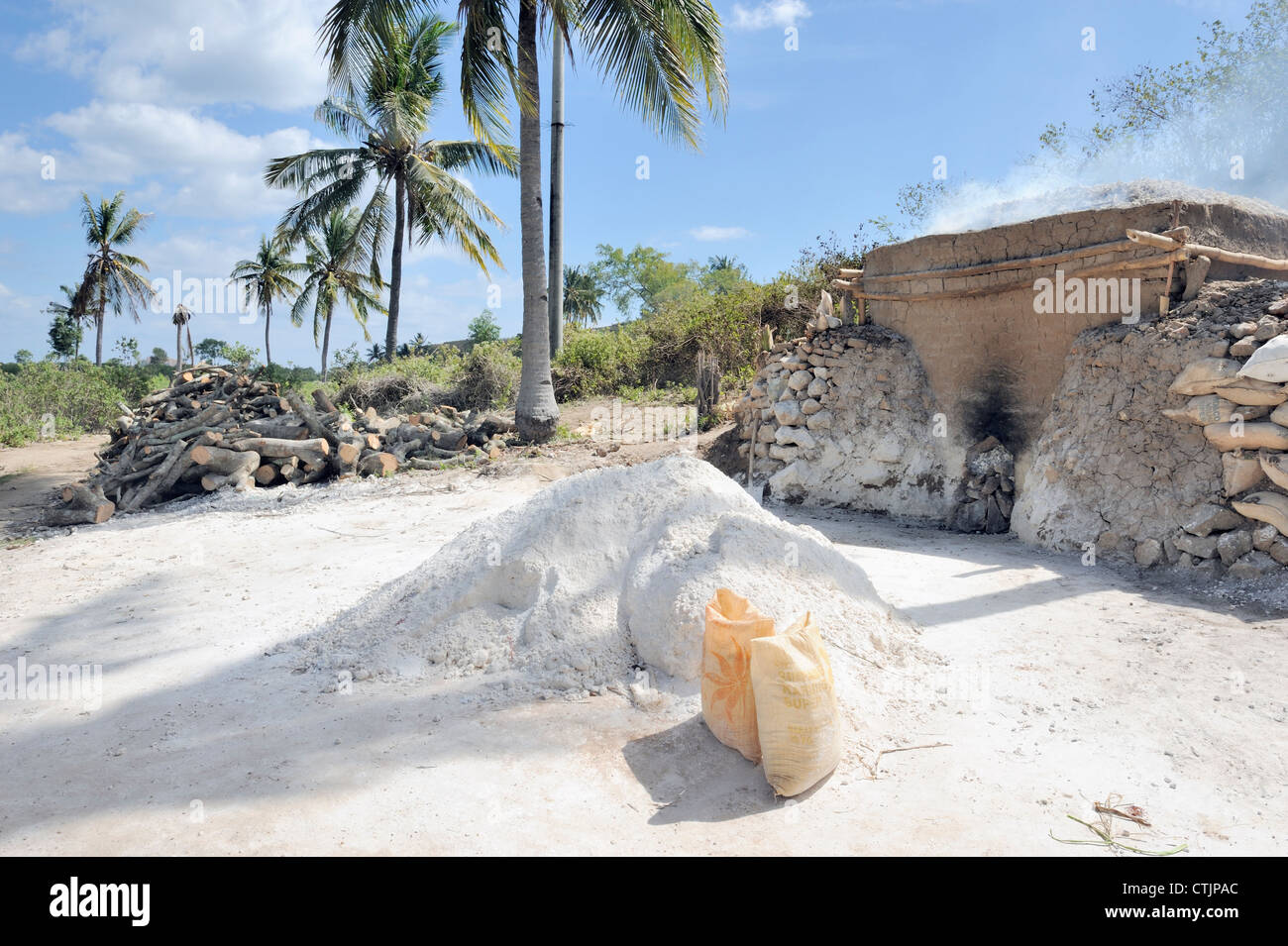Lime kiln used to turn dead coral into lime for fertiliser and paint Stock Photo