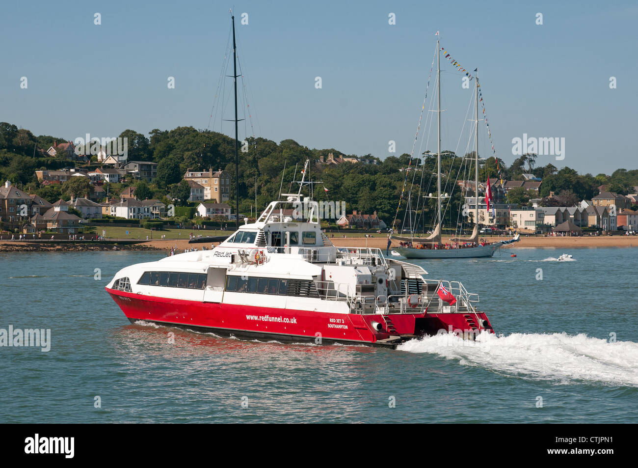 Red Jet 3 a passenger catamaran of Red Funnel fleet off Cowes Isle of