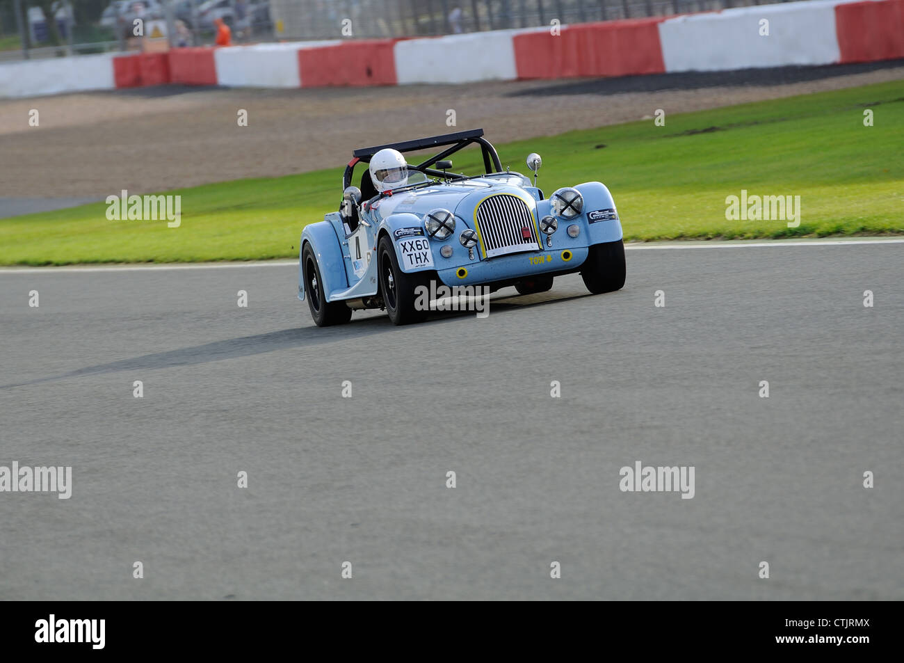Former tennis player Andrew Castle's Morgan Lightweight during the Celebrity Challenge at Silverstone Classic 2012 Stock Photo