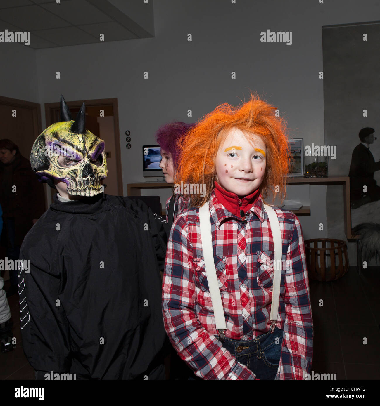 Children dressed in costumes, Reykjavik, Iceland Stock Photo