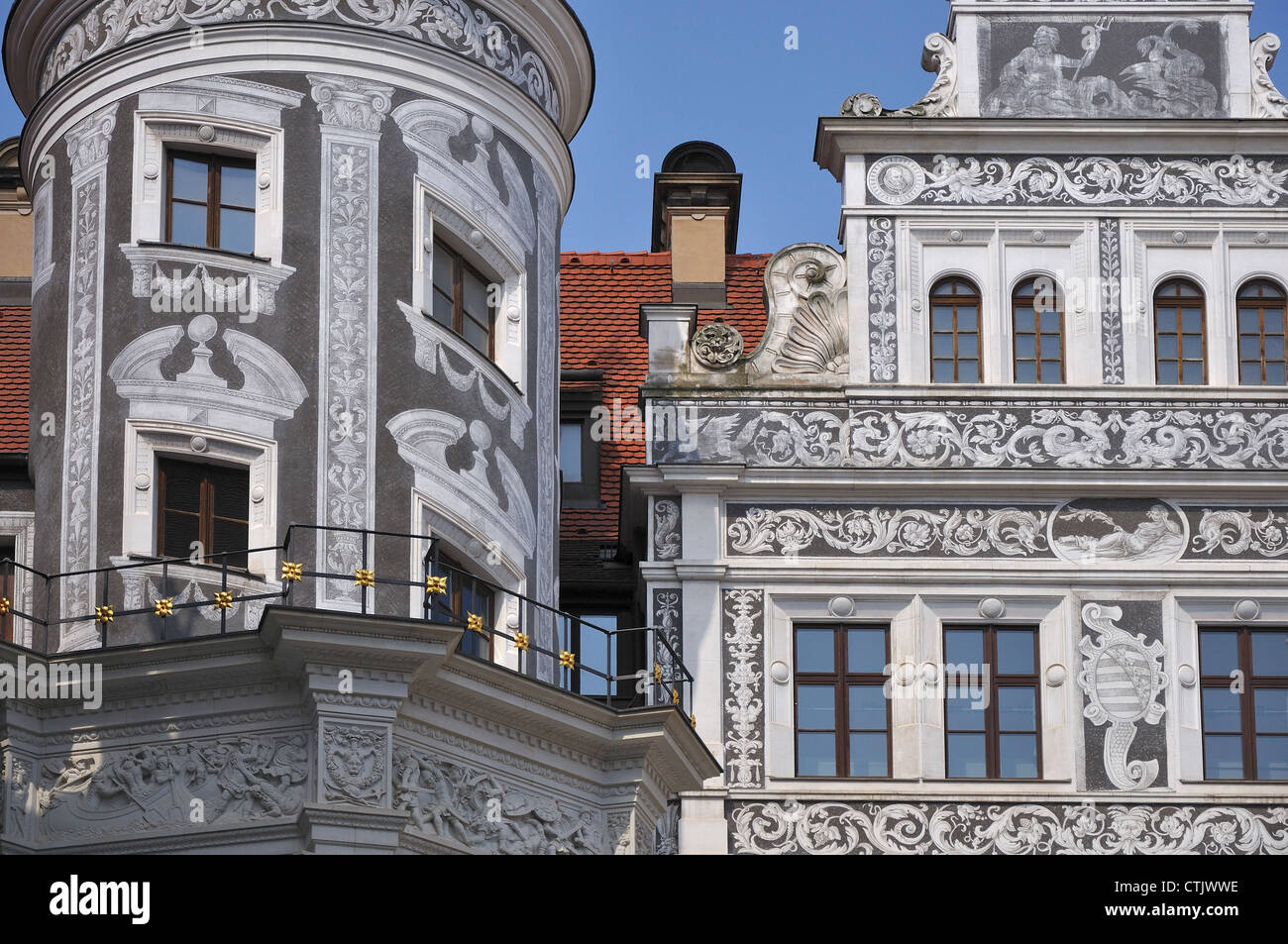 graffito facade, Dresden Castle Stock Photo