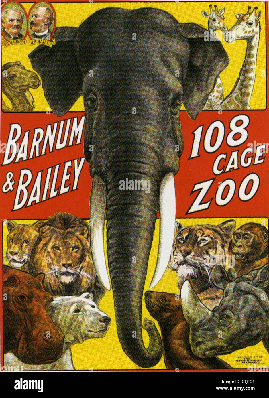 BARNUM AND BAILEY CIRCUS poster about 1900 Stock Photo