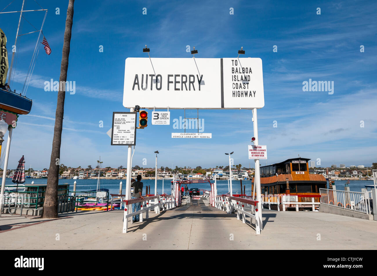 The Balboa Island Car Ferry in Newport Beach, California Stock Photo