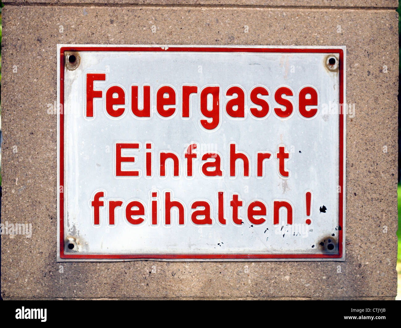 A fire lane road sign Stock Photo