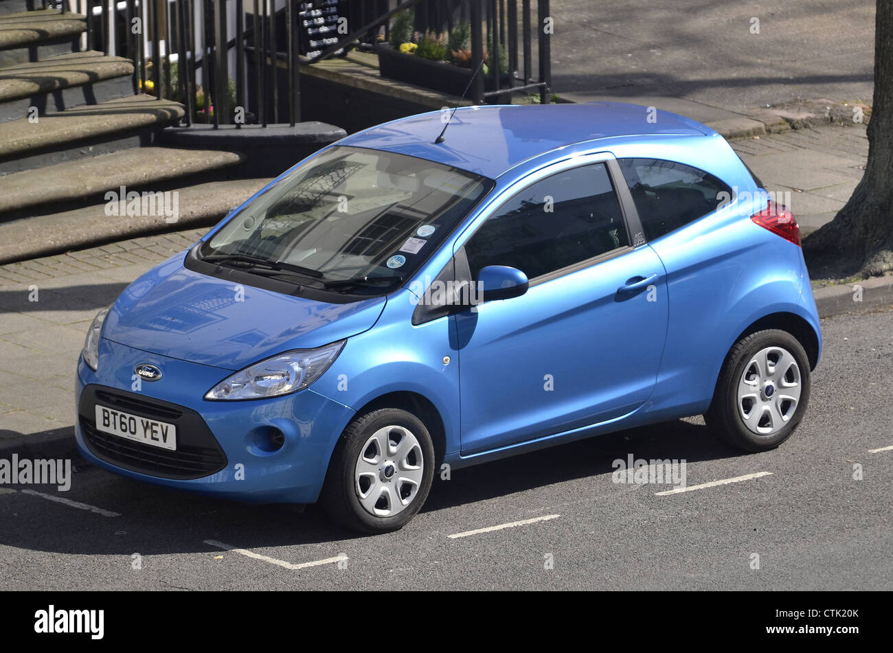 Ford Ka in town centre parking space Stock Photo
