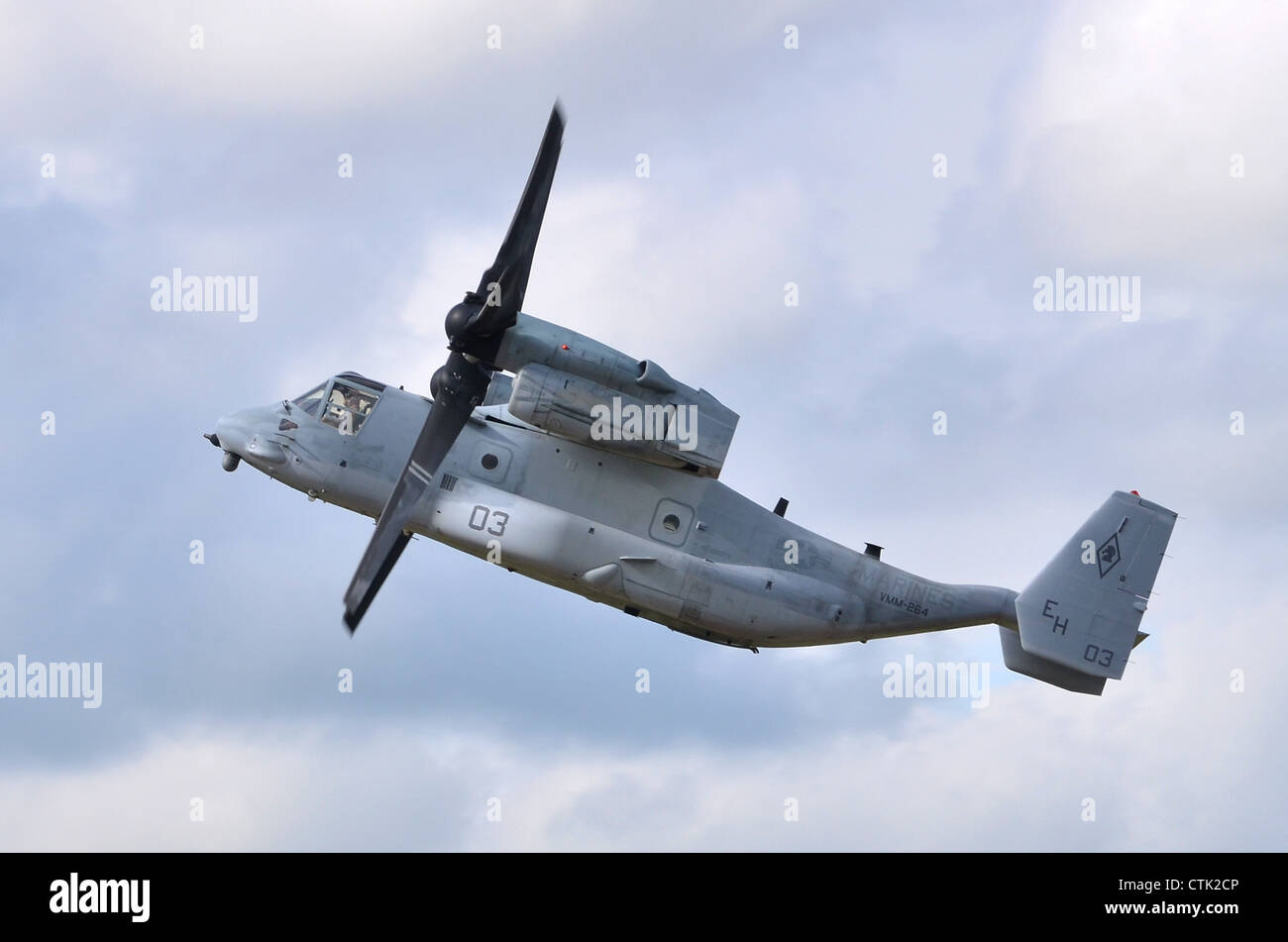 Bell Boeing VM-22B Osprey operated by the US Marines climbing out after taking off from RAF Fairford Stock Photo