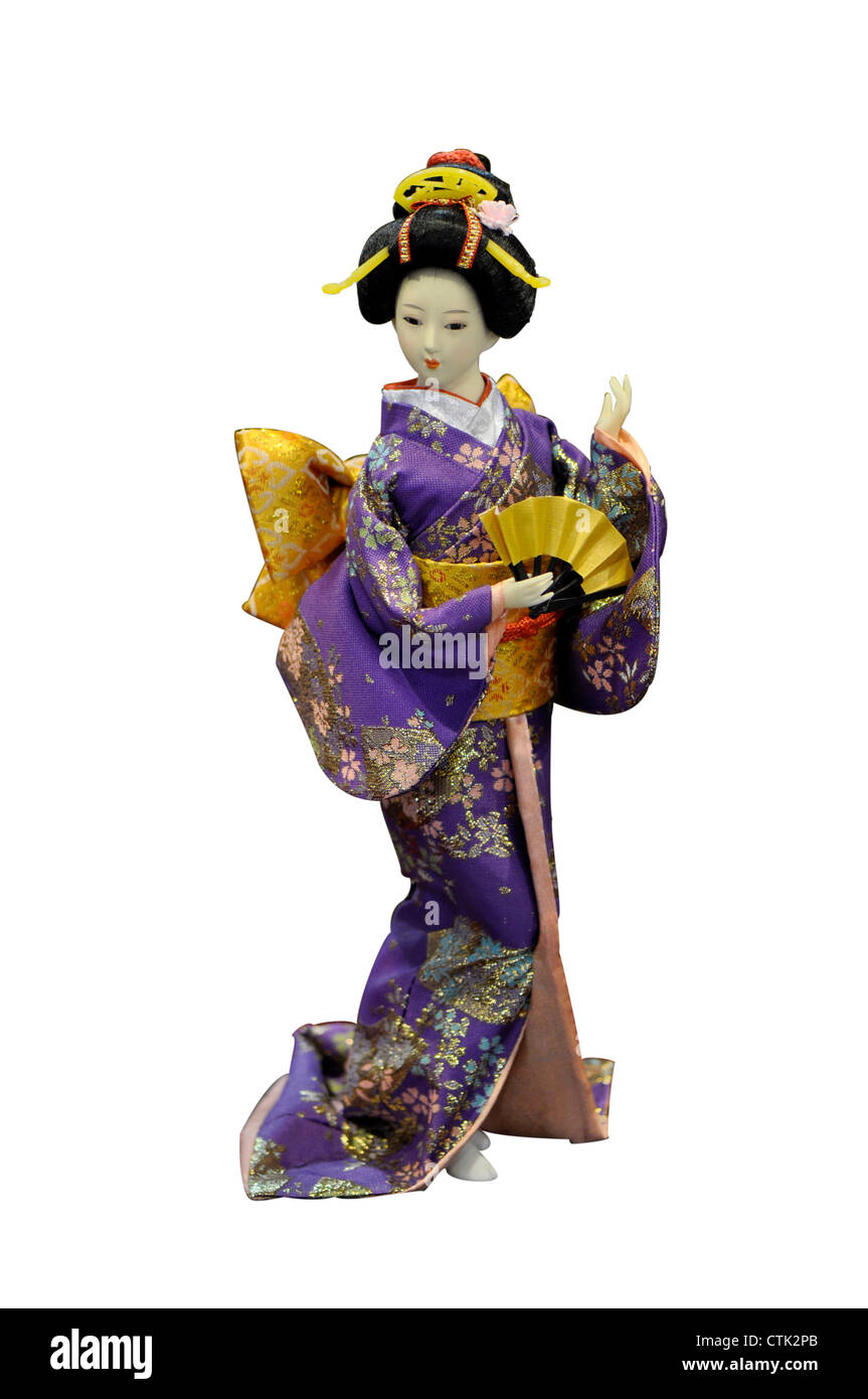 Japanese geisha toy isolated on white background Stock Photo