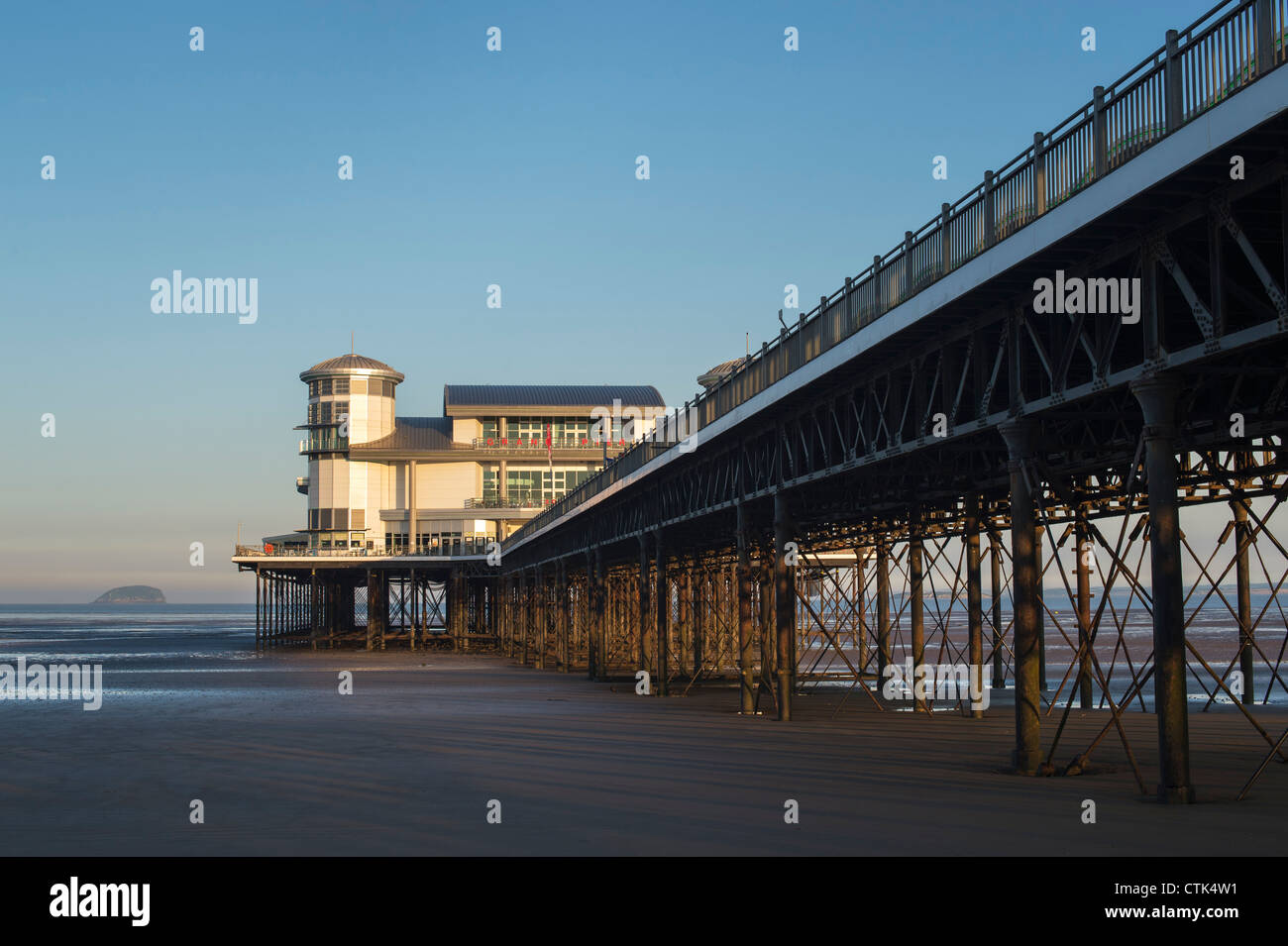 Grand Pier at sunrise. Weston Super Mare. Somerset, England Stock Photo