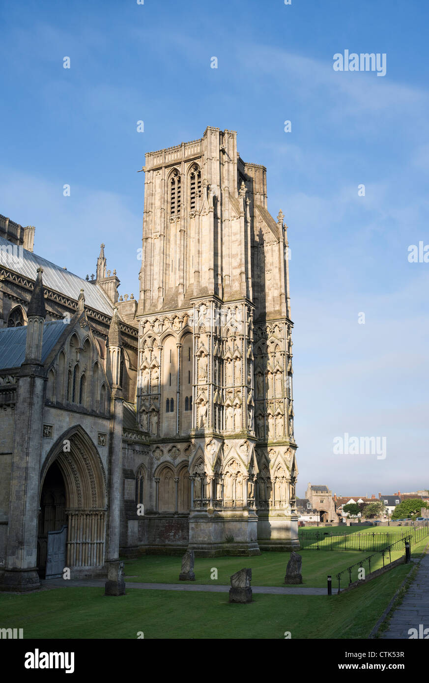 Wells Cathedral architecture. Wells, Somerset, England Stock Photo