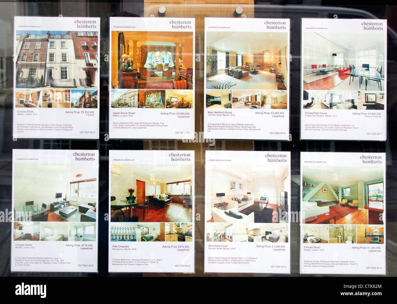 For Sale Signs in Mayfair Realtor's Office Stock Photo Alamy