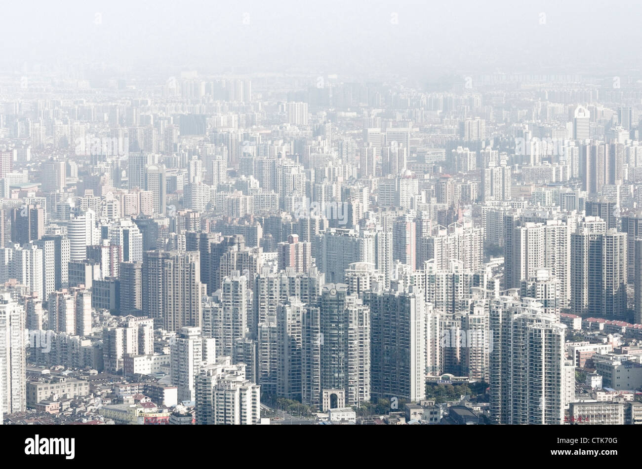 Aerial View of Endless Buildings in Shanghai Stock Photo