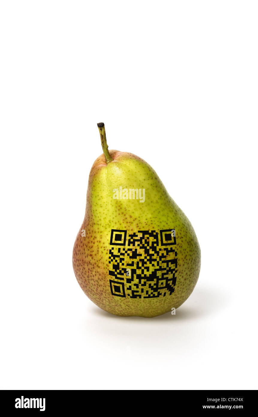 pear with qr code Stock Photo