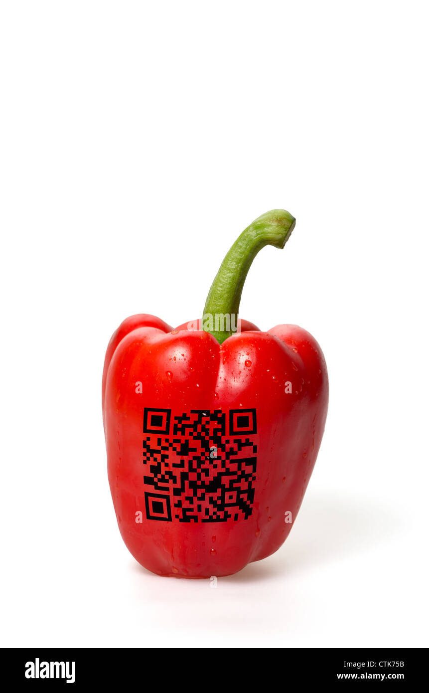 pepper with qr code Stock Photo