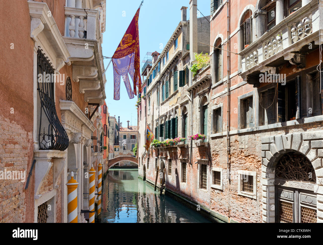 View of a Side Canal off the Grand Canal Venice Italy Stock Photo