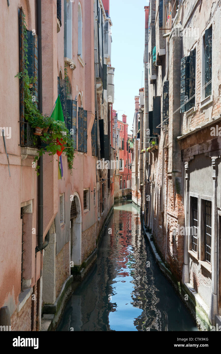 View of a Side Canal off the Grand Canal Venice Italy Stock Photo