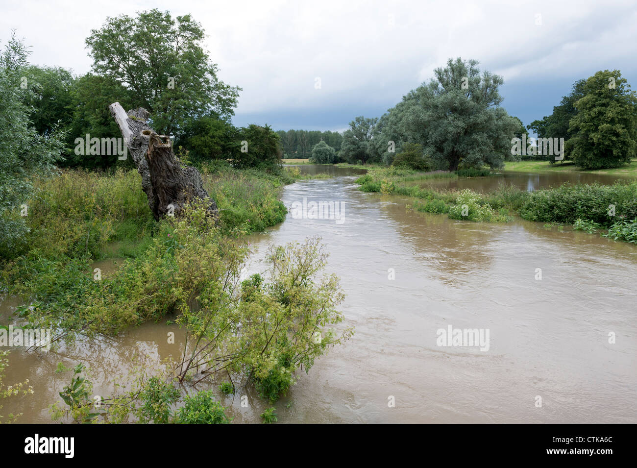 Farmland flooded due to River Kym breach, Great Staughton, Huntingdonshire, England, UK Stock Photo